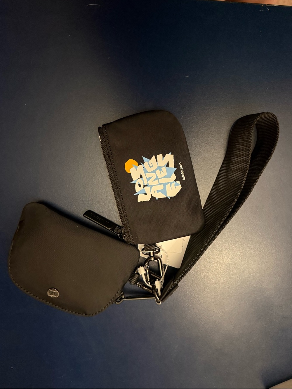 Black duel-Pouch Wristlet for Women -